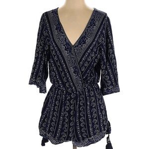 ANTHROPOLOGIE SKIES ARE BLUE Wrap Romper Size S